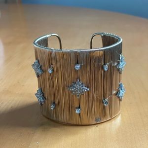 Gold and rhinestone cuff bracelet